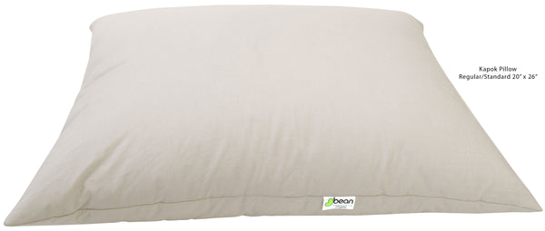 Organic Kapok Sleep Bed Pillows with 100% Organic Cotton Fabric - Plant Based Vegan