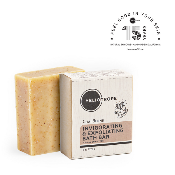 Heliotrope SF exfoliating bath bars duo – goat's milk grapeseed and olive oil coffee soap set