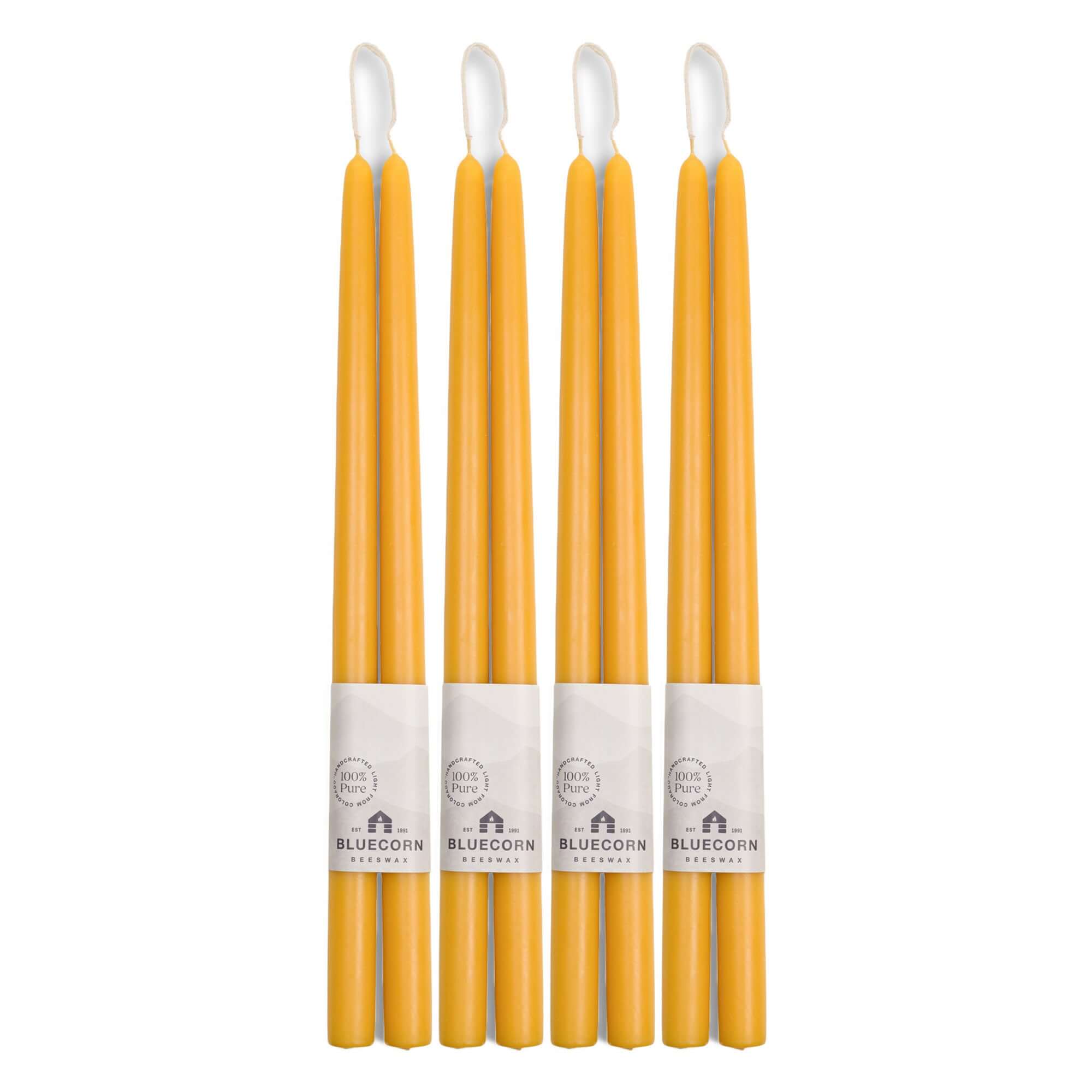 Pure Beeswax Taper Candles – Hand-Dipped Bulk 4-Pair Bundle