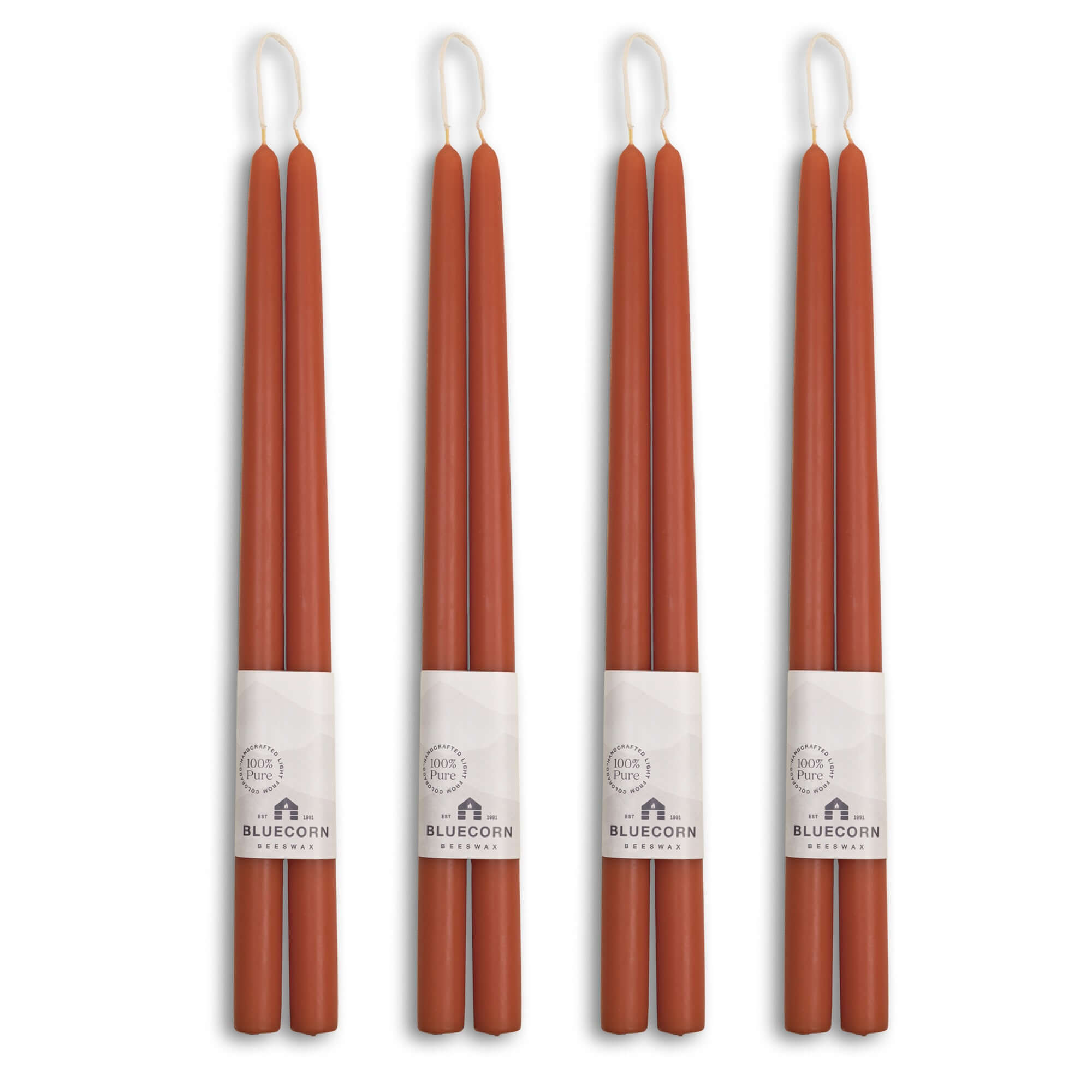 Pure Beeswax Taper Candles – Hand-Dipped Bulk 4-Pair Bundle