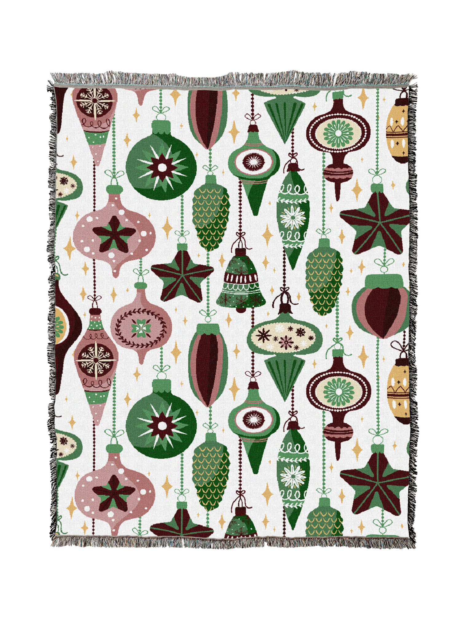 Mod Ornaments Blanket XL cotton tapestry throw shown in full pattern view