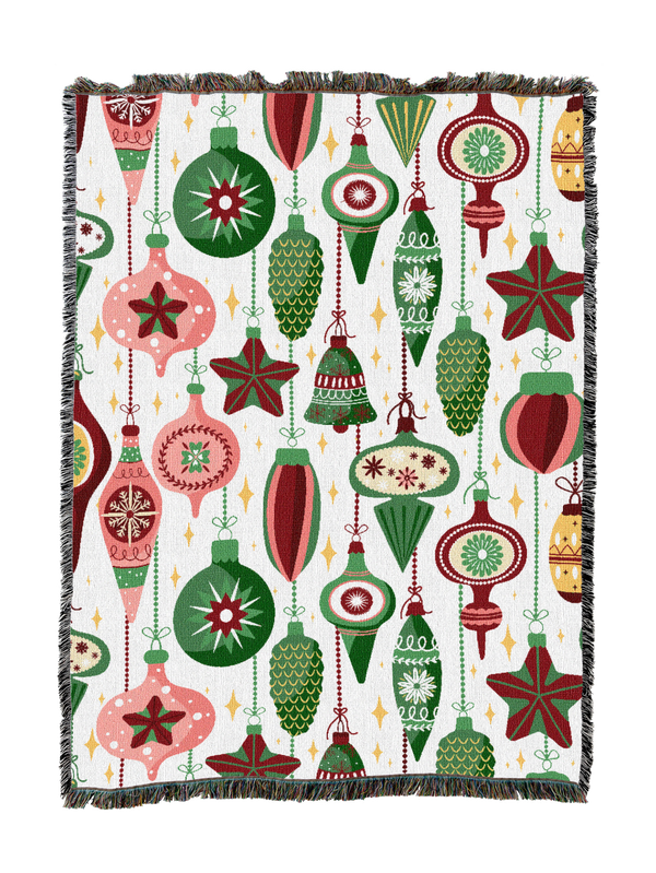 Mod Ornaments Blanket XL cotton tapestry throw draped and folded