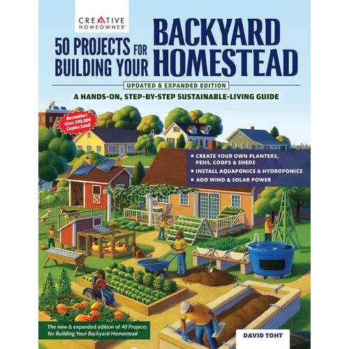 50 Projects for Building Your Backyard Homestead Updated Edition paperback by David Toht – step-by-step sustainable living guide