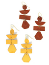 Pagoda painted geometric drop earrings in red — recycled brass, handcrafted by Fair Anita