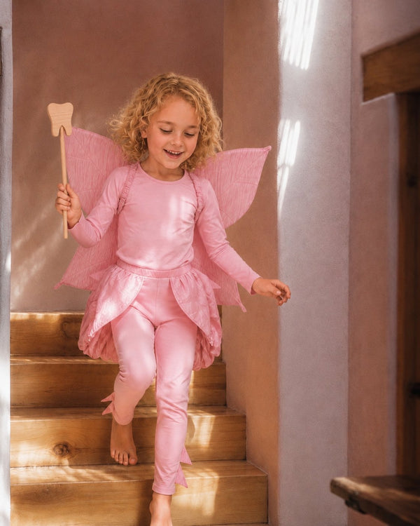 Pink Tooth Fairy Costume for kids with wings and wand, from Band of the Wild