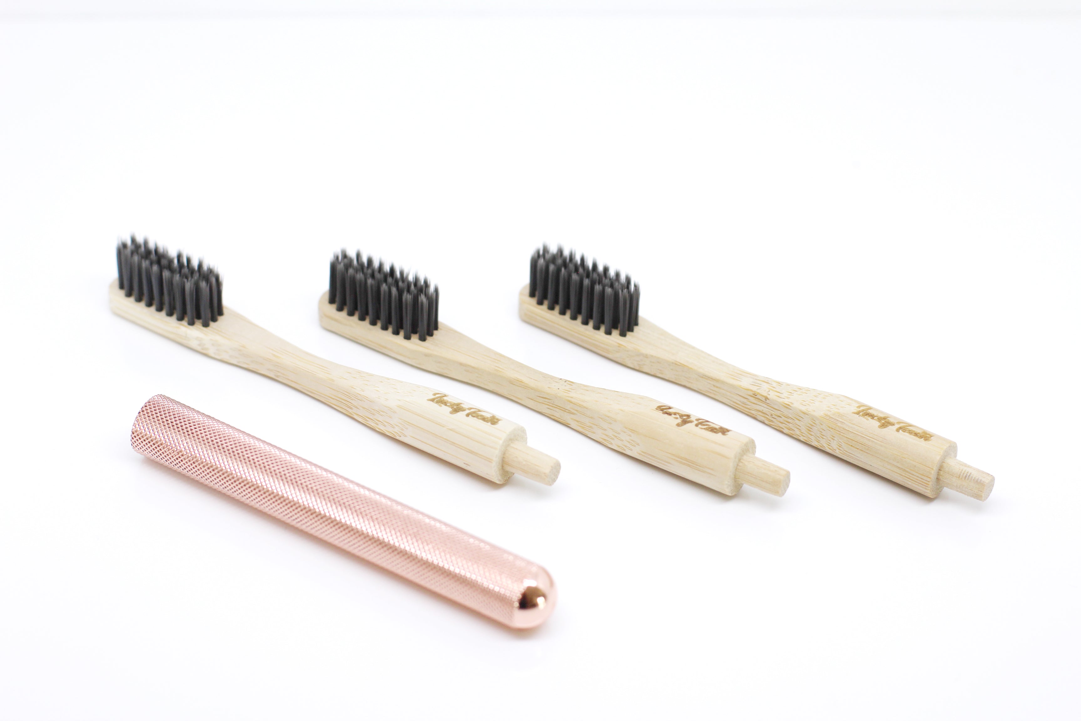 Replaceable Bamboo Toothbrush Copper Handle - Soft Charcoal Bristles