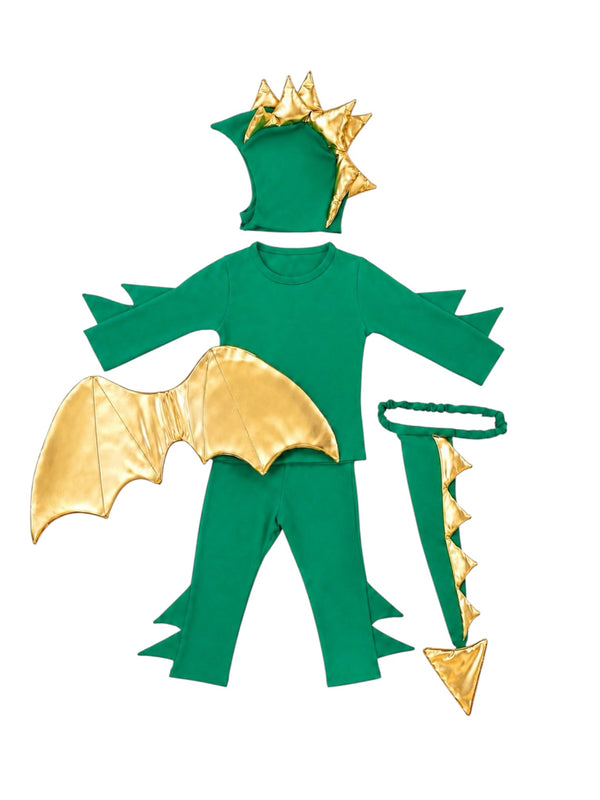 Baby wearing the Green Dragon Costume during playtime