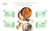 Advertisement for Ecozor Instant Pot Insert Pans with product features highlighted.
