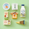 Tiny Land Organic Dairy Play Food Set with 7 wooden pieces including milk, butter, cheese and yogurt
