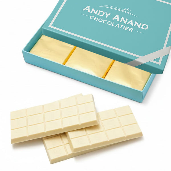 Sugar-Free Belgian White Chocolate Bars – 60% Cocoa Butter, 3-Bar Gift Box