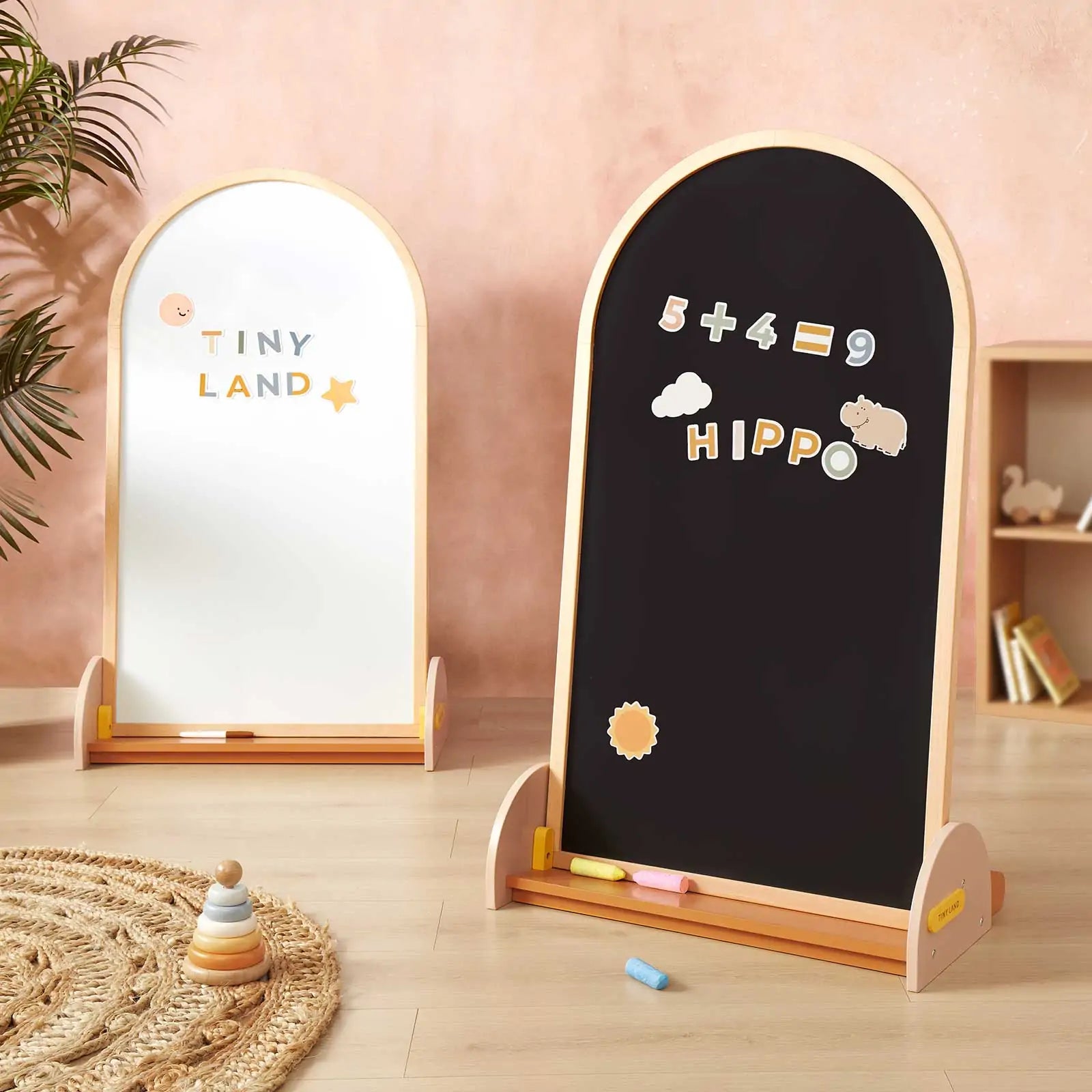 Tiny Land Double-Sided Magnetic Chalkboard Easel for Kids