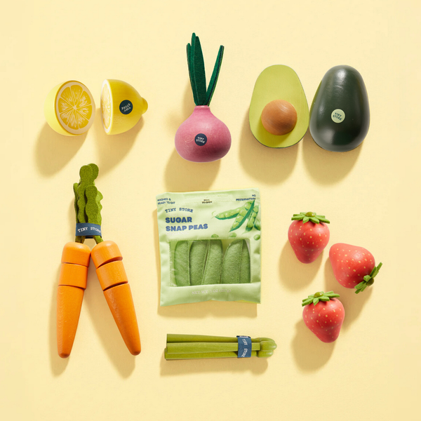 Tiny Land Organic Fruit and Veggie Play Food Set with beech wood and felt pieces for toddlers