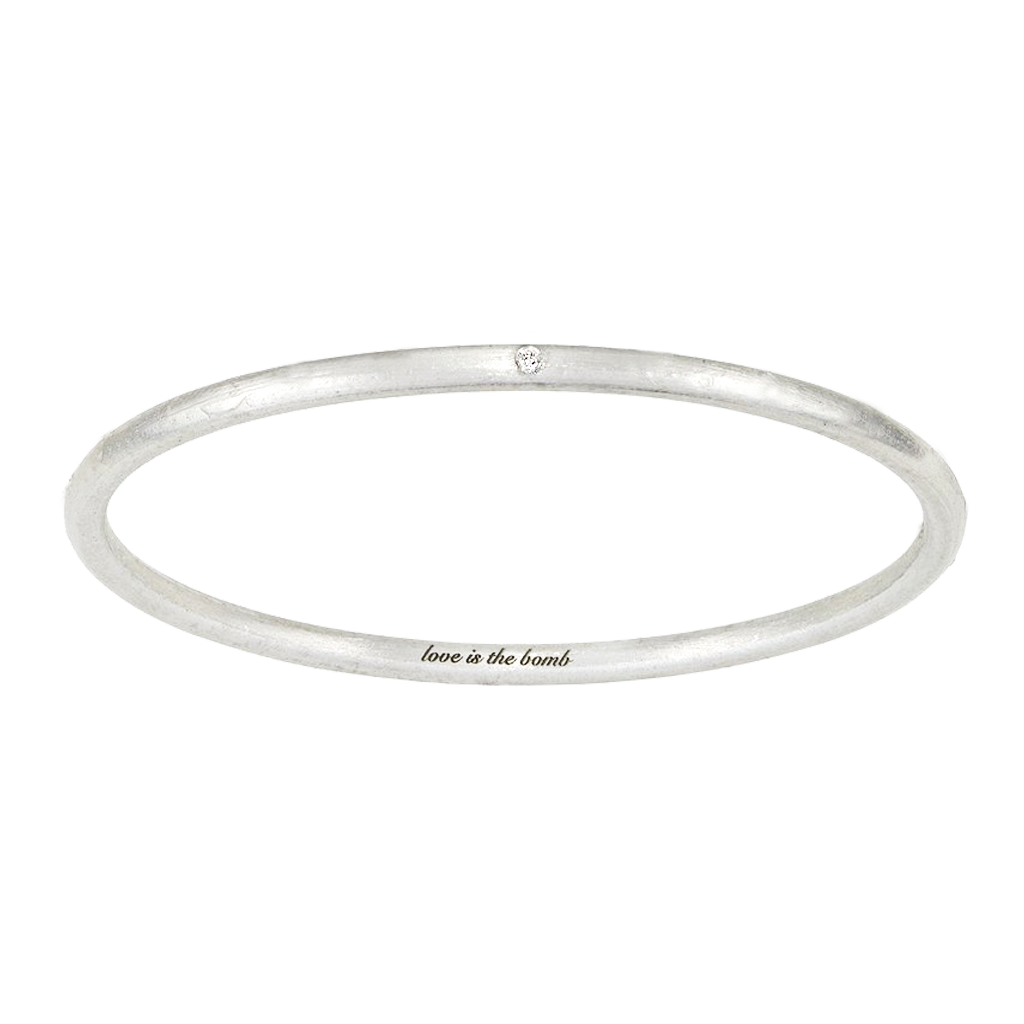 LOVE IS THE BOMB  1 WHITE DIAMOND BANGLE