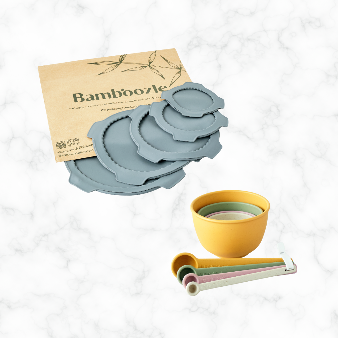 Bamboozle airtight mixing bowl lids fitting snugly onto bowls to keep food fresh