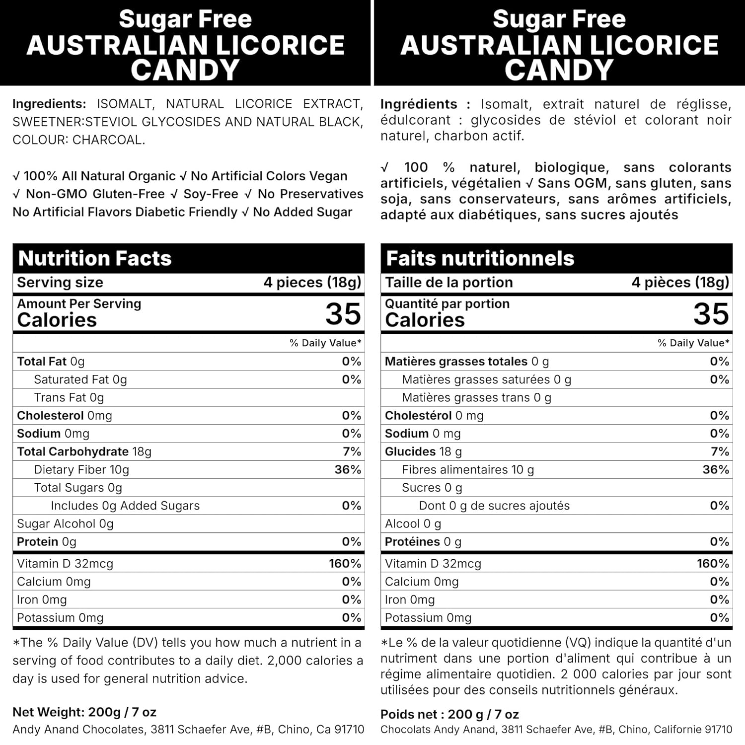 Andy Anand Sugar-Free Australian Licorice Candy – Stevia Sweetened, 7 oz