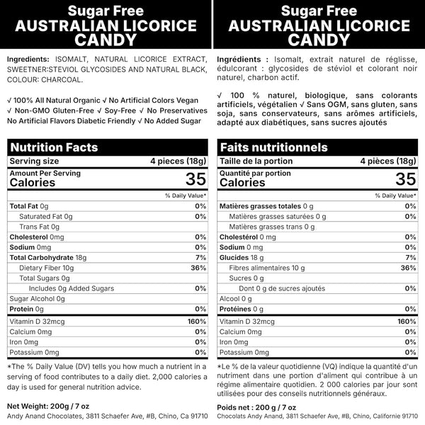 Andy Anand Sugar-Free Australian Licorice Candy – Stevia Sweetened, 7 oz