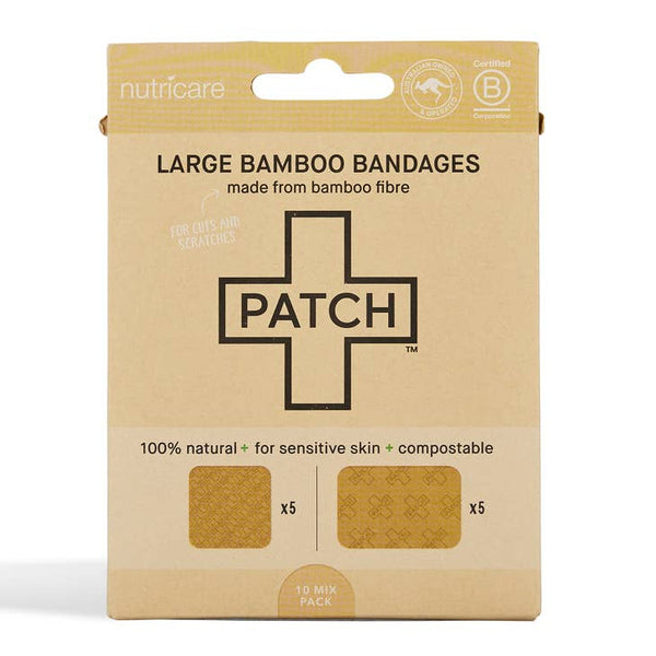 Natural Adhesive Large Bandages - 10 strips Pack - Biodegradable, compostable, Sustainable, Vegan