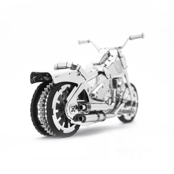Roadway Fantasy Harley Motorcycle mechanical model kit, rear view on white background
