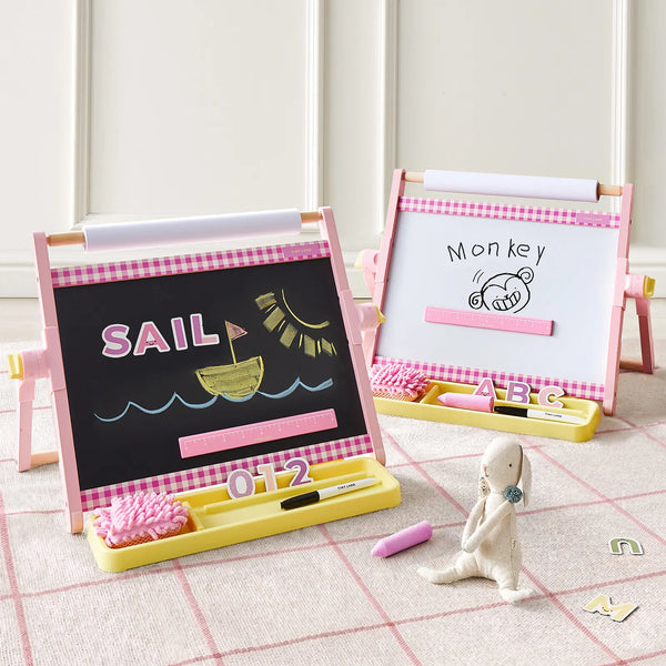 Tiny Land double-sided magnetic tabletop easel for kids, front view
