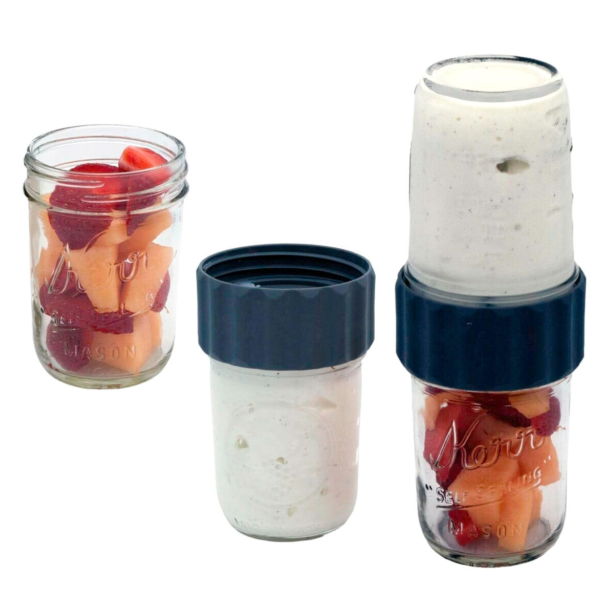 2-in-1 Lid to Connect Two Regular Mouth Mason Jars 2 Pack