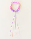 Close-up of hand-painted 100% pure silk Blossom Garland with satin rose detail by Sarah's Silks