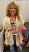 Ganesh Mantra prayer shawl draped and displayed, showing full size and traditional print detail