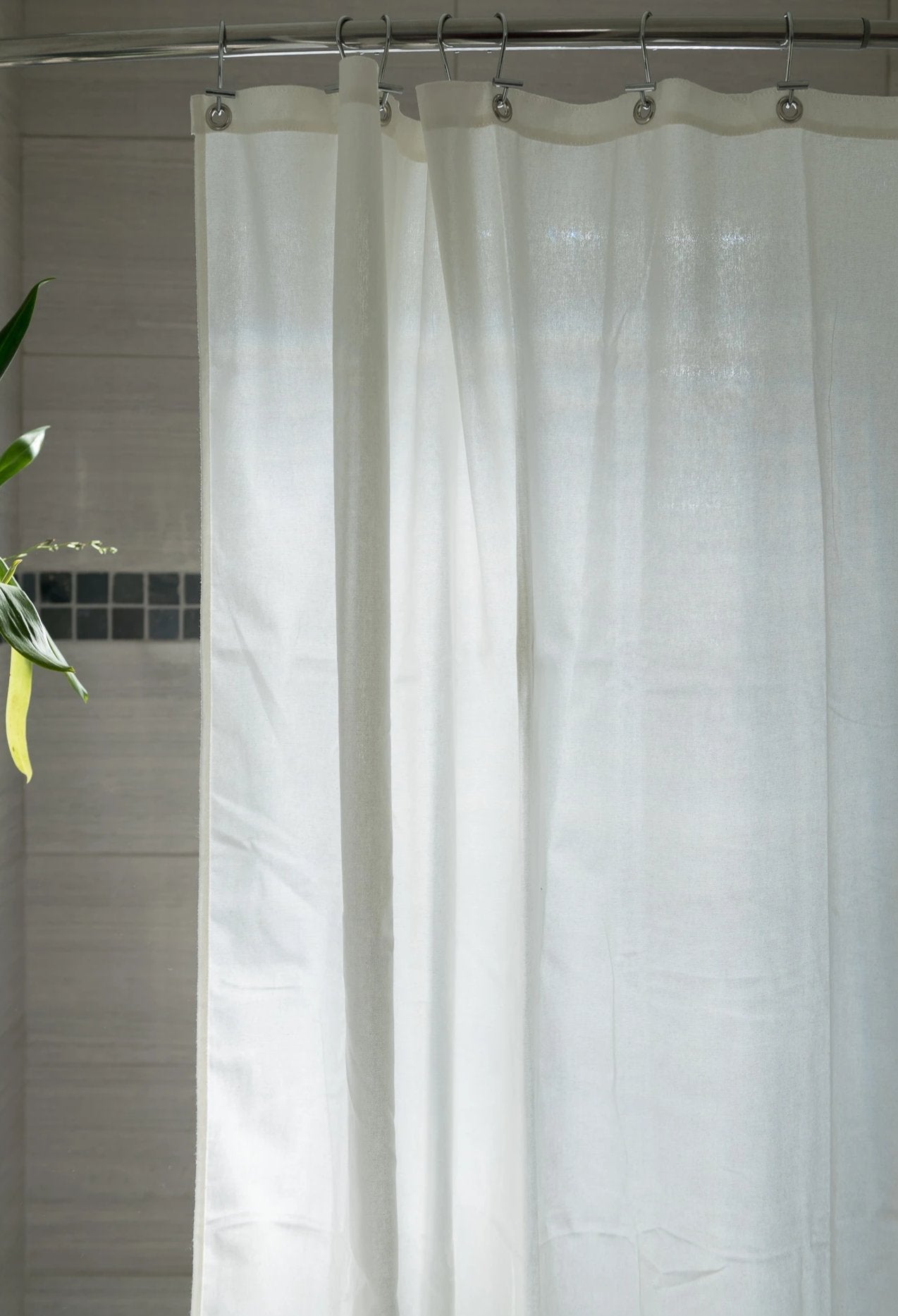 Cotton Shower Curtain – White or Natural, Bath, Tub + Stall Sizes
