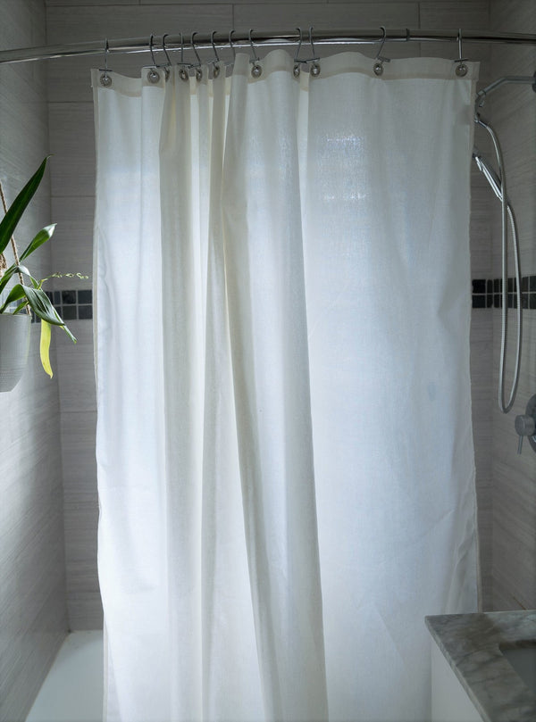 Cotton Shower Curtain – White or Natural, Bath, Tub + Stall Sizes