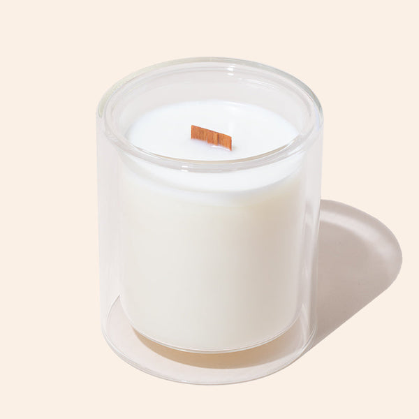 Close-up of 11oz Allure™ clear double glass candle jar showing hand-blown construction detail