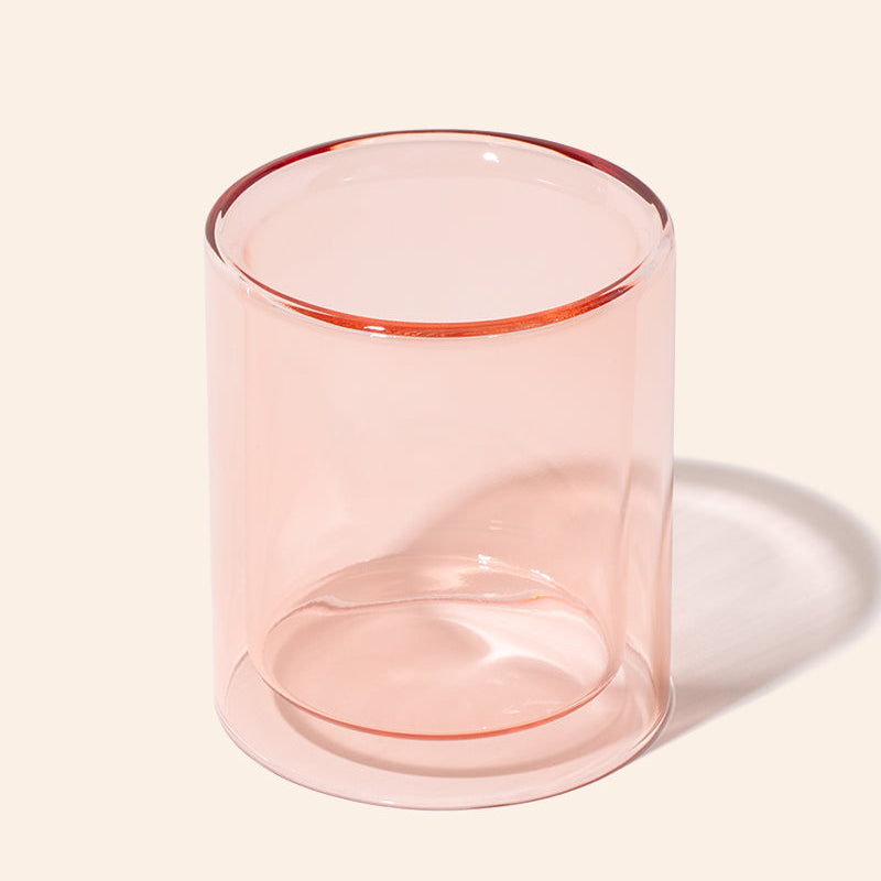 11oz Allure™ double glass candle vessel in rosy colour, hand-blown candle jar by makesy