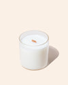 Close-up of the translucent candle refill insert glass jar