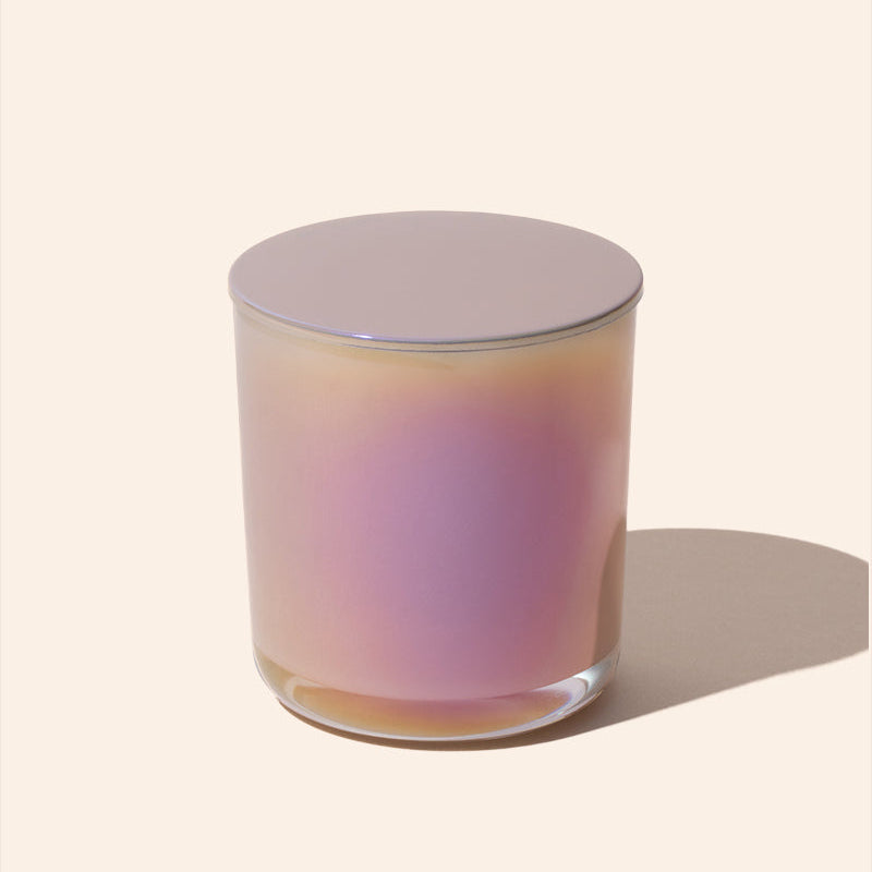 8oz Aura® iridescent blush glass candle jar with lid for candle making