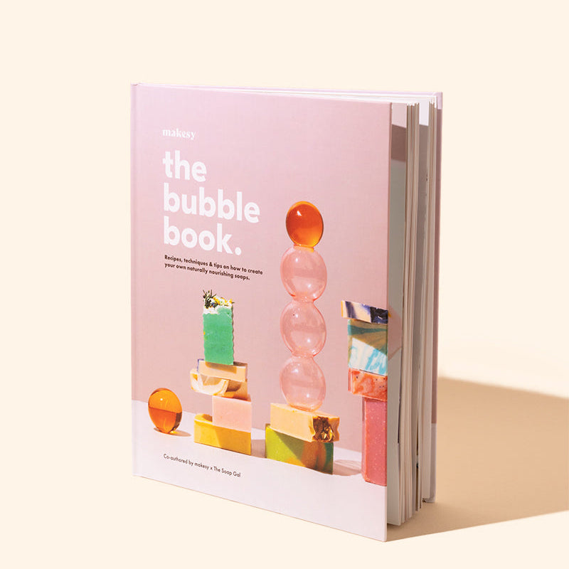 Hardcover edition of The Bubble Book by makesy x The Soap Gal, a craft gift for soap makers