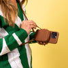 iPhone Case and Wallet with Long Strap - Tan