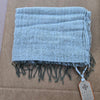 Close-up of Awana Alpaca Pashmina showing natural texture and woven detail in green and nutmeg brown