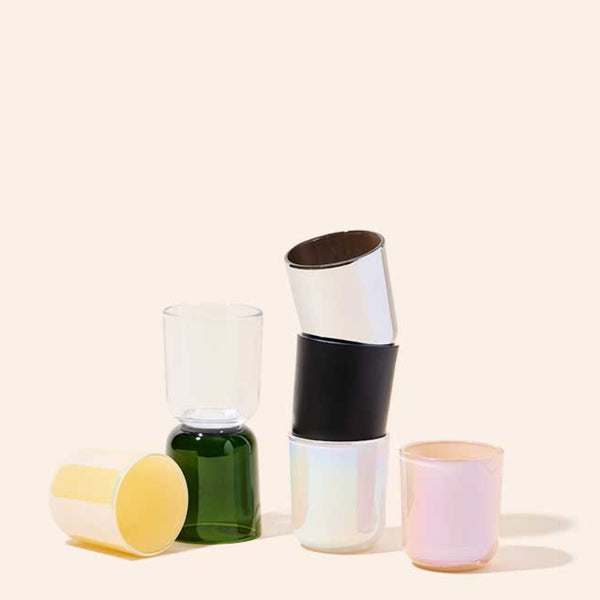 2.5oz Aura® glass candle vessels in multiple finishes displayed together — makesy® candle making jars