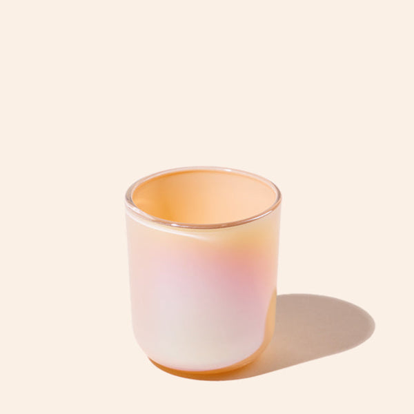 2.5oz Aura® candle vessel in iridescent sherbet finish — small glass candle jar by makesy®