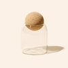 Translucent clear 7oz Luna™ candle vessel with cork lid, empty