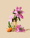 Flat lay of makesy® DIY perfume kit contents including fragrance ingredients and tools