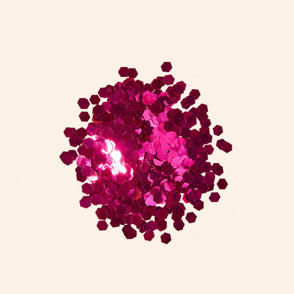 makesy large eco glitter in Rubellite shade — biodegradable chunky glitter for candles and soap making