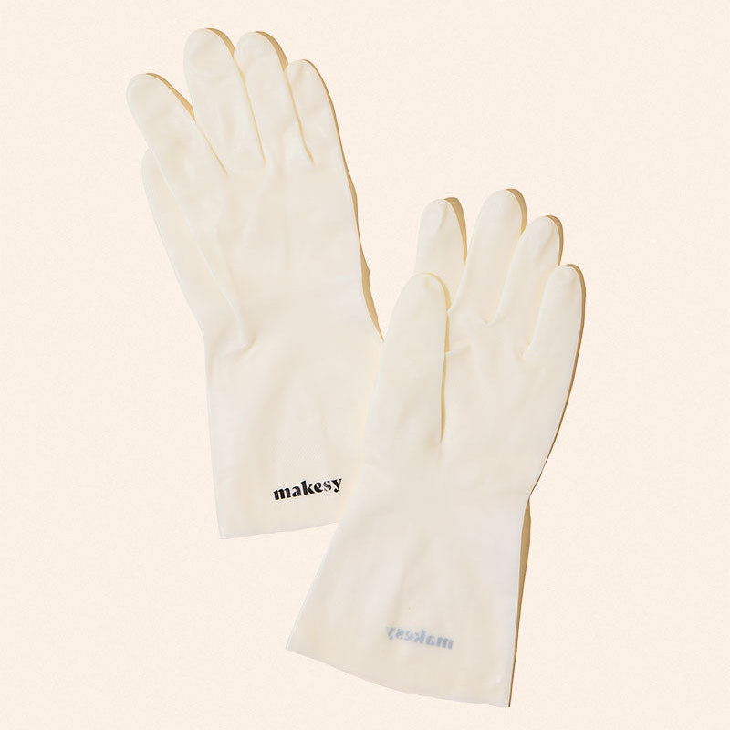 Cream nitrile chemical resistant gloves for soap making by makesy, sold as a set of 2 pairs