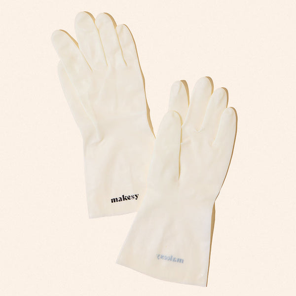Cream nitrile chemical resistant gloves for soap making by makesy, sold as a set of 2 pairs