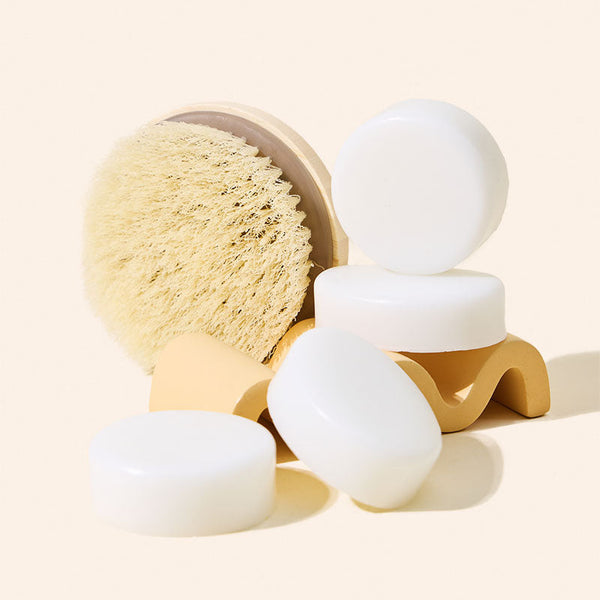 Close-up of creamy goat milk shea butter melt and pour soap base texture