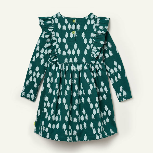 Recycled Cotton Snowy Pine Ruffle Dress for Girls – Mon Coeur