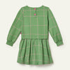 Green checkered dress with long sleeves on a white background