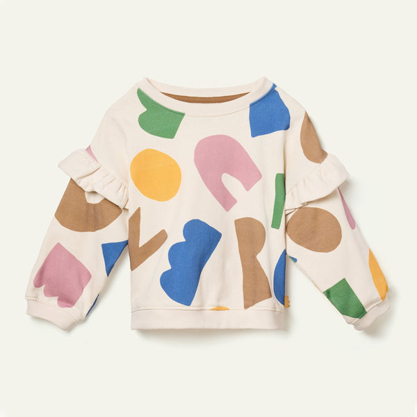 Recycled Cotton Mon Coeur Ruffled Sweatshirt