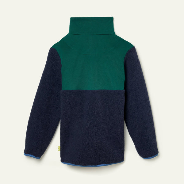 Mon Coeur Kids Navy Sherpa Zip Up front view, unisex sustainable kids clothing made in Portugal