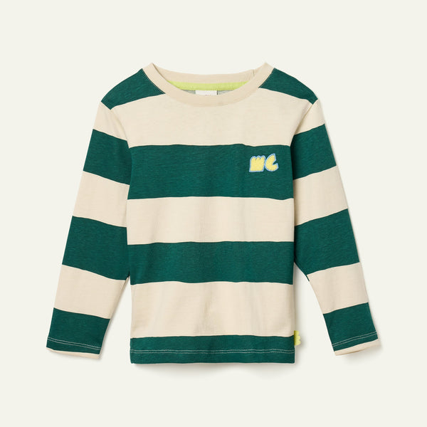Recycled Cotton Green Rugby Stripe T-Shirt