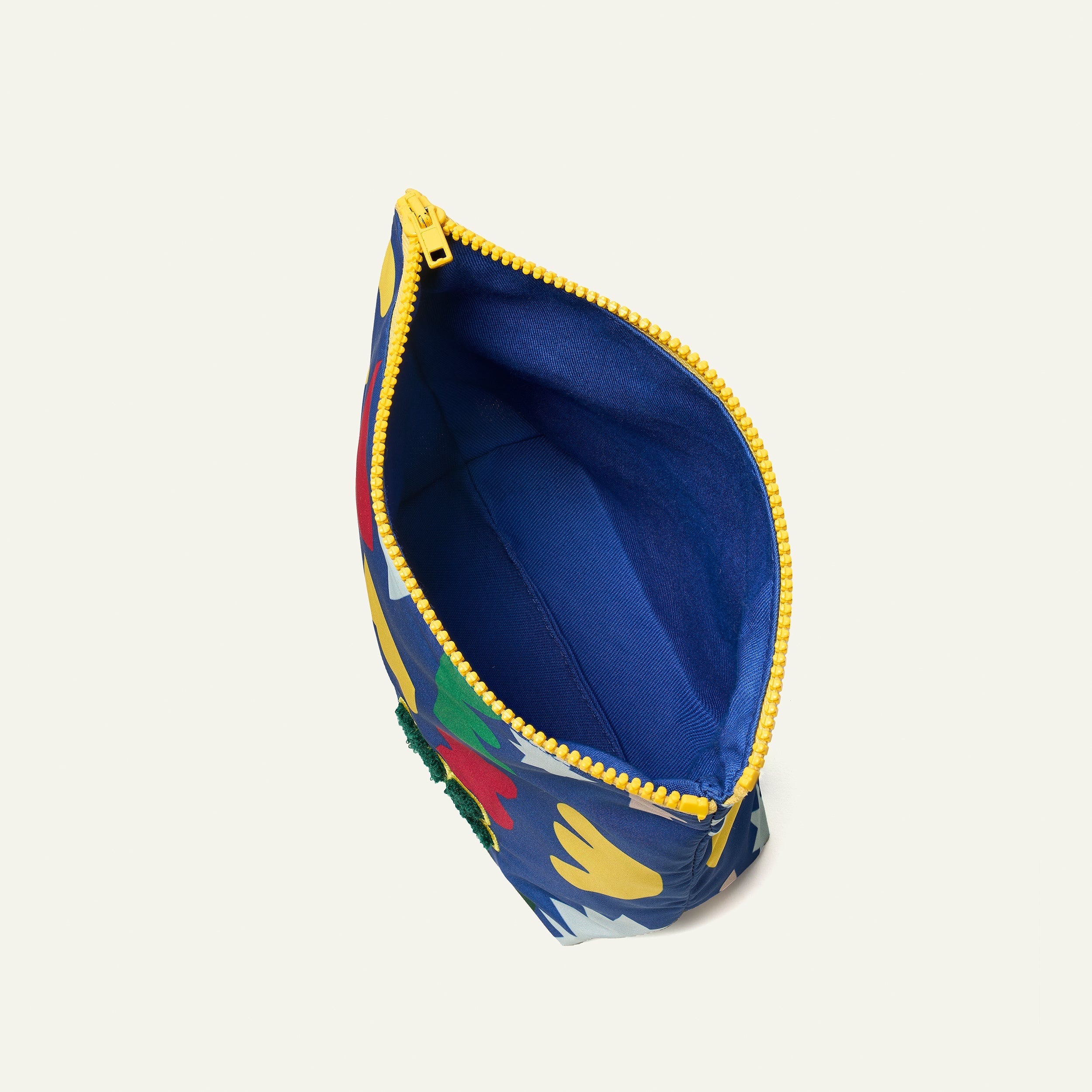 Colorful pouch with a zipper on a light gray background