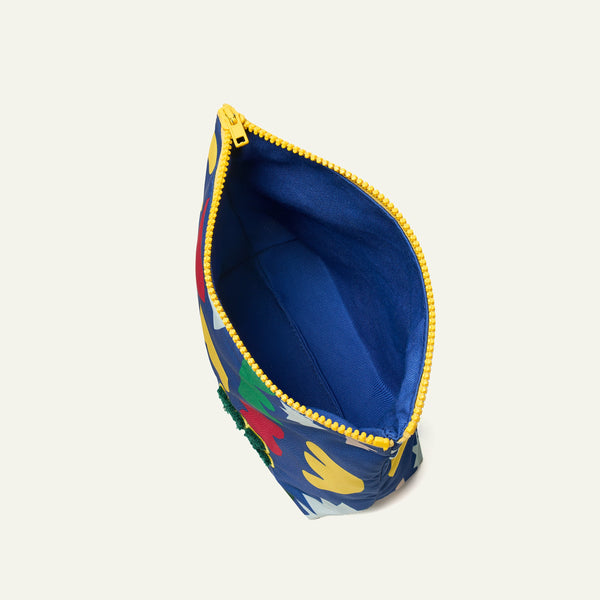 Colorful pouch with a zipper on a light gray background